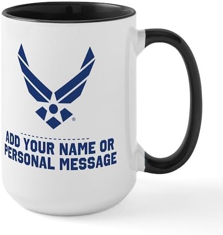 CafePress Custom Personalized PERSONALIZED U.S. Air Force Logo Mugs 15 oz (444 ml) Ceramic Coffee Mug