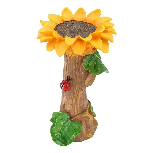 NUMNBE Estatua de Girasol para Jardín, Figura Decorativa de Resina Impermeable, 24,8x14,7cm - Diseño Atractivo para Aves, Decoración Interior y Exterior