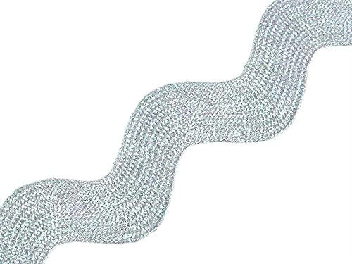 25mm Ric Rac 1m White Ab Wide RIC Rac Ribbon with Lurex Width 25mm, Braids and Trims ...
