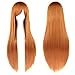 Amyseller Perücke 80cm Lange Glattes Perücken Haar Wig für Damen Frauen Karneval Cosplay Halloween Schaufensterpuppen Mottoparties (Orange)