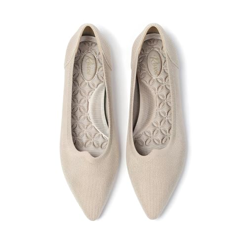 Women’s Flats, Pointed Toe Ballet Flats Shoes for Women Comfortable Knit Dressy Flat