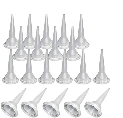 Caulking Nozzle, Reusable Caulk Nozzle Applicator, Durable Epoxy Piston Caulk Cap, Replacement Extension Tool Supplies applied in the construction and industrial sectors (White-20Pack)