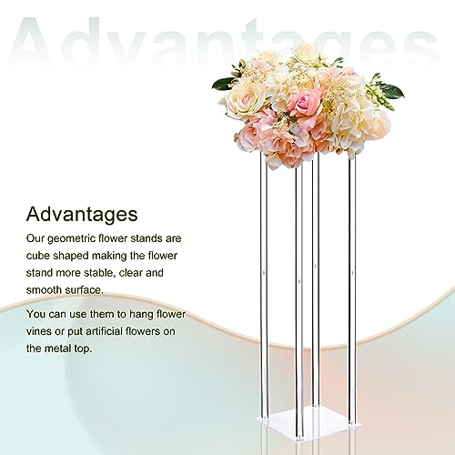 MECCANIXITY Wedding Flower Stand Vase Column, Acrylic Flower Stand 31.5 Inch Tall Flower Rack for Wedding Party Dinner Centerpiece Decorations, Pack of 10 by MECCANIXITY - Image 3