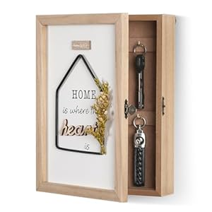 Optyuwah Holz Schlüsselkasten Weiß mit Trockenblumen