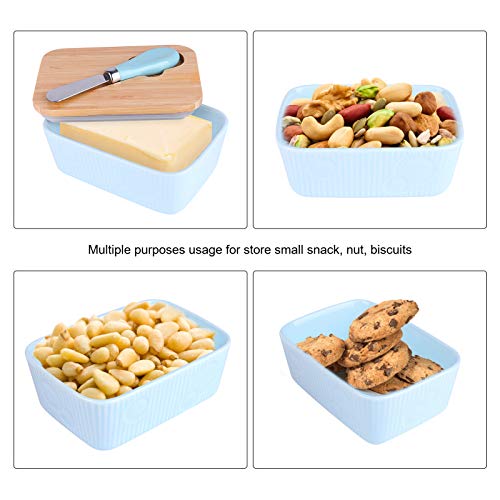image for Ceramic Butter Dish with Lid, Porcelain Butter Container Keeper with B