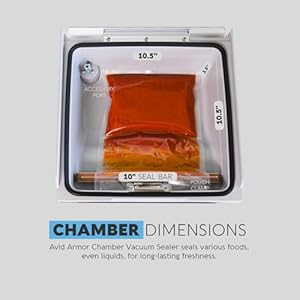 Avid Armor Chamber Vacuum Sealer Machine USVX Ultra Series 10 Seal Bar for Liquid Rich Wet Foods Cooking Sous Vide Infusions Compact Size Vacuum Chamber Sealer Black Color Great for the Countertop