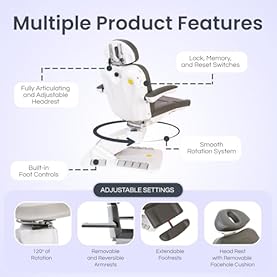 Alternative view of Premium Facial Bed for Esthetician, Electric Med Spa Chair with 120° Rotation, Built-in Foot Controls, Medical-Grade Microfiber, 2-Year Warranty, Memory Functions - 2246EBM, Dark Gray