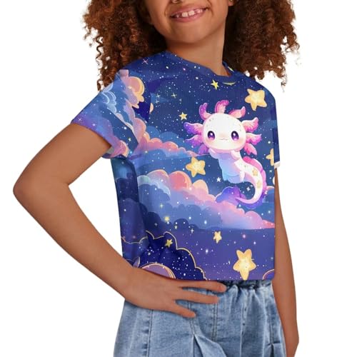 Image of Kids Crop Top Short Sleeve T-Shirts for Girls Size 5-14