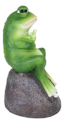 Estatua Decorativa Rana Grosera Sobre Roca Verde miniatura 5