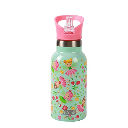 IDRINK® - Botella térmica revolucionaria, 2 paredes, botella de acero inoxidable capacidad 350 ml KIDS (FAIRY)