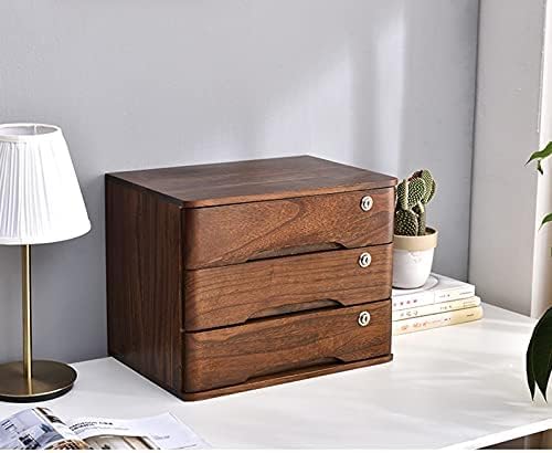 Cassettiera da scrivania in legno con 3 cassetti bloccabili A4/file di ricevute nizer per ufficio scatola portaoggetti piatta per casa e ufficio