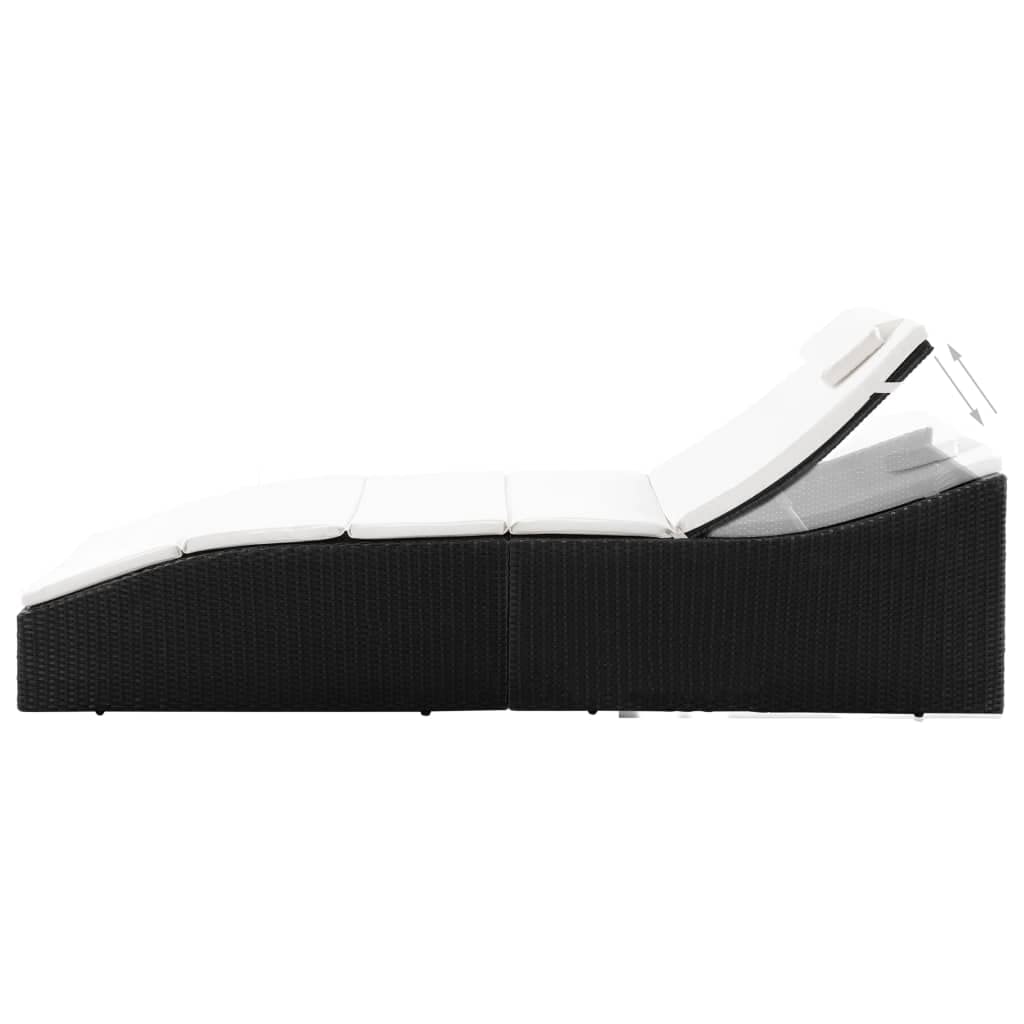 Tomostar Bain de Soleil, Chaise Longue Jardin Extérieur Transat pour Piscine avec Coussin Résine tressée Noir