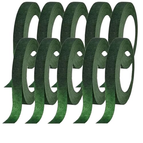 Ruban de fleuriste vert en lot de 10 rouleaux autocollants de 20 m
