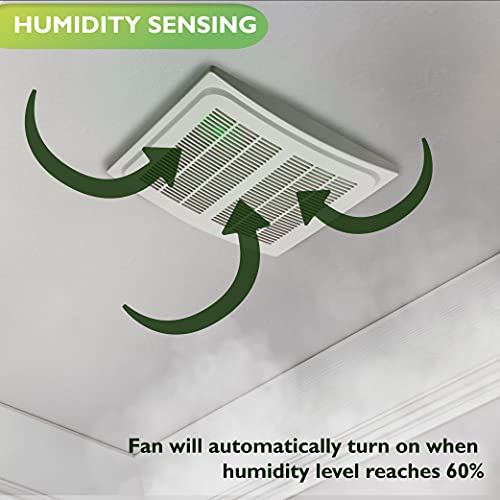 Image of Homewerks 7136-02HW Bathroom Humidity Sensor Powerful Exhaust Ventilation Fan 140 CFM Whisper Quiet 1.0 Sone Energy Star
