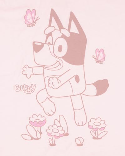 Bluey Girls' Flowers and Butterflies Kids Springtime Graphic Print Short Sleeve Crewneck T-Shirt3