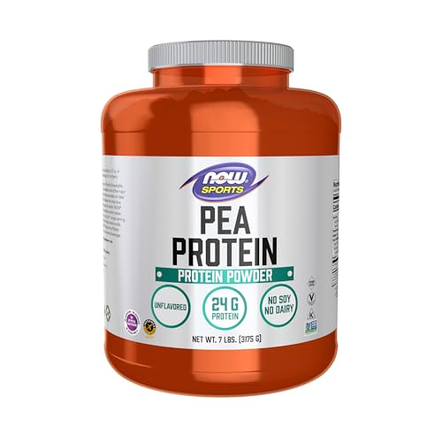 NOW Foods Sports Nutrition, Pea Protein 24 g, Fast Absorbing, Unflavored Powder, 7-Pound
