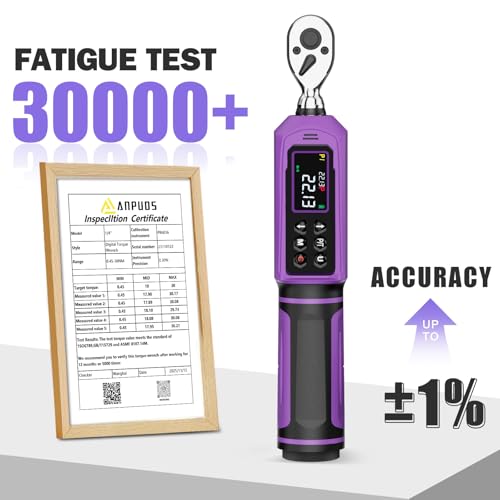 Image of ANPUDS Digital Torque Wrench, ±1% Accuracy, 0.33-22.13 Ft-lb | 1 /4 Drive, Vibration /Buzzer /LED Flash Alert, Dual Direction Ratchet Electric Torque Wrench, for Bike Motorcycle