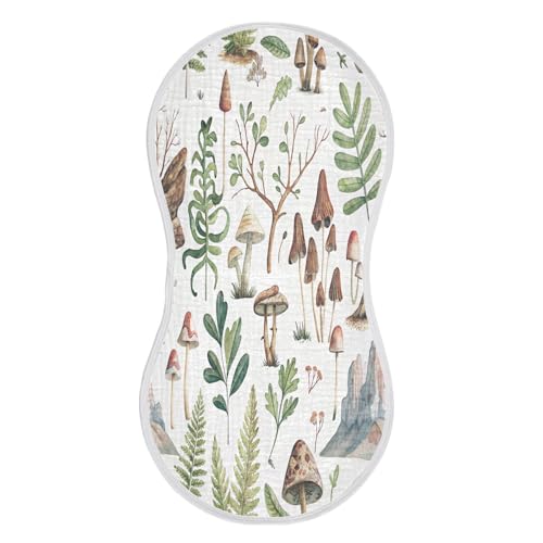 Kigai Snail Mushroom Baby Burp Cloths Extra Soft and Absorbent Burping Rags Cotton Burping Clothes Baby Washcloths for Newborn Boys Girls - 2 Pack