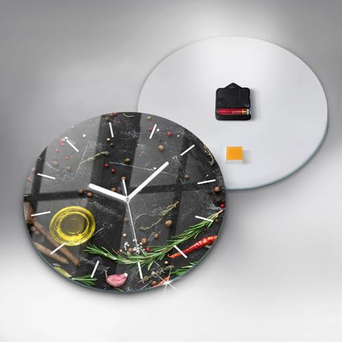 Horlogerie moderne d'exception en verre 30 cm Wallfluent Épices - 5