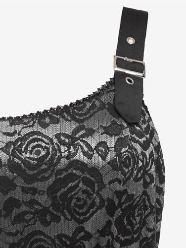 Image of Rosegal Women Plus Size Retro Lace Belt Party Cocktail Dress | 1950s Vintage Dress, Wedding Guest-Formal Bridesmaid Dress, Sleeveless Midi Dress, Retro Rockabilly Pinup Dress