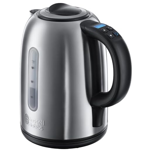 Russell Hobbs Electric Kettle (For Hot Water, Tea or Coffee, 1.7L, Brushed stainless steel, Quiet boil & digital temperature technology, Perfect pour) Digital Quiet Boil 21040
