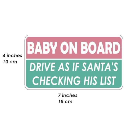 Image of 1step2dream Funny Baby on Board Bumper Sticker 2Pcs, Car Essentials|Drive AS IF Santa's Reflective Checking Sign and Reflective See-Through When Driving in The Dark | 7 x 5 Inches