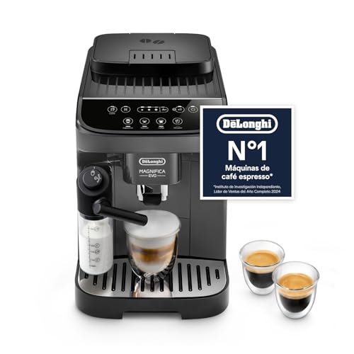 De'Longhi Magnifica Evo ECAM292.52.GB Cafetera Superautomática con Espumador de Leche, Sistema LatteCrema, Máquina de Café del Grano a la Taza y Cappuccino, 1450W, 4 Recetas, Negro