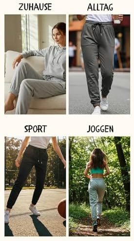 6. Bild von COMEOR Jogginghose Damen Baumwolle – Sporthose Frauen Trainingshose,Yogahose, Freizeithose Lang, Bequeme Laufhose mit Elastischem Rippbündchen, Jogging Sweatpants XS