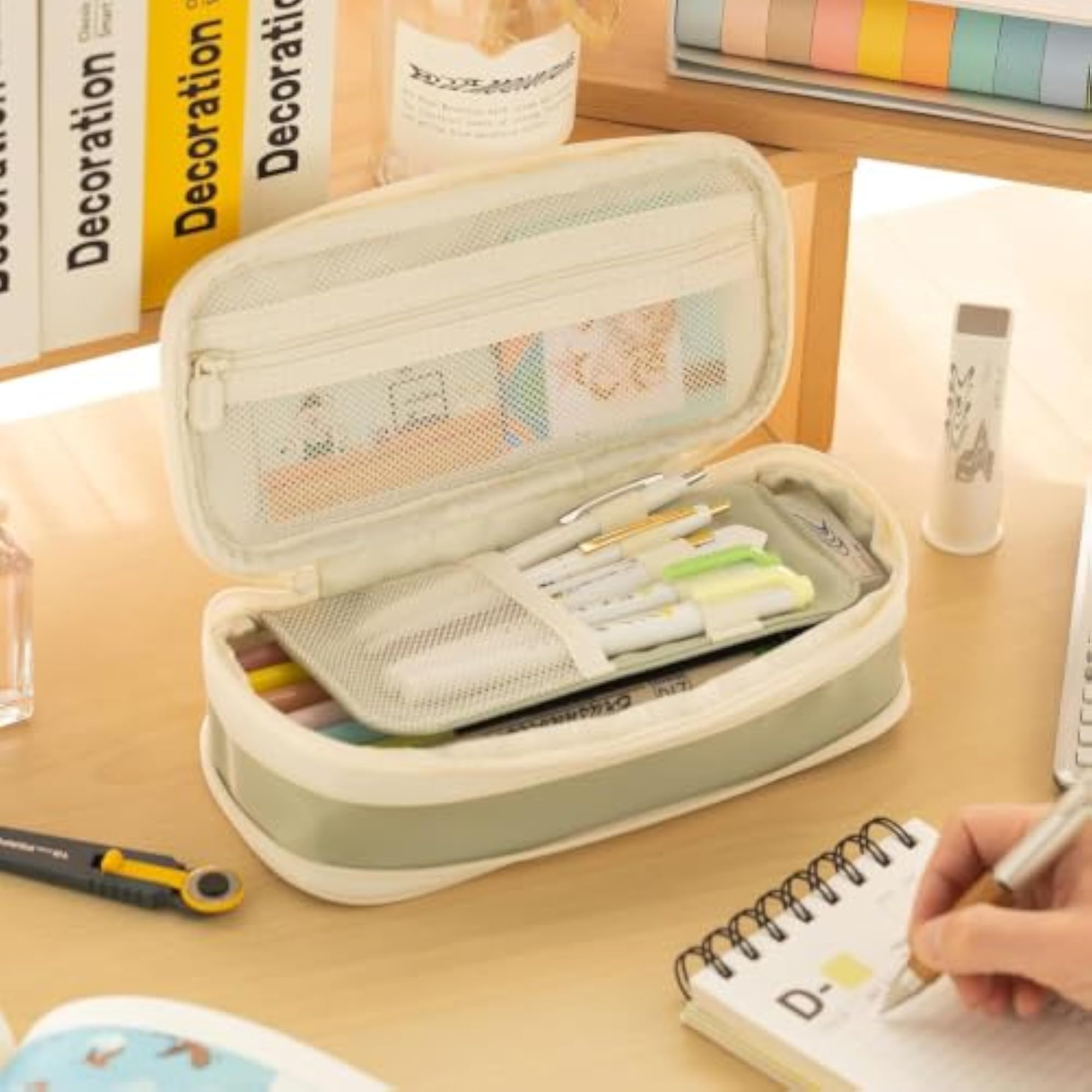 Big Capacity Polyester Pencil Case, Large Pouch for School