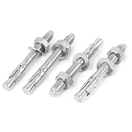 Aexit M10 Thread Anchors 304 Stainless Steel Car Repair Gecko Expansion Bolt Screw 90mm Expansion Anchors Long 4pcs