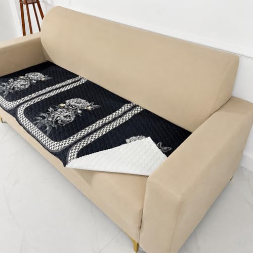 Image of Homerz 'Brooklyn Series' Premium Sofa Cover | Quilted Floral Design | Non-Slip Washable Sofa Protector | Soft Anti Slip Fabric (Ny Grey, 3 Seater, Only Seat Cover)