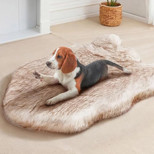 Duckygoo Faux Fur Dog Bed Orthopedic Double-Layer Foam Dog Beds for Couch Fluffy Rug Pet Bed with Machine Washable Cover Large 43 x 30