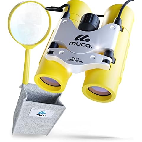 Fernglas für Kinder ab 4 Jahre - Inkl. Lupe & Tasche als Outdoor Forscherset für Kinder & Jugendliche - muca Kinder Fernglas mit 8x21 Zoom, Ostergeschenke & Einschulung Cover