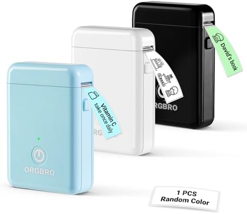 ORGBRO Label Maker Machine with Tape, Random Color-1 Count, X1 Bl...