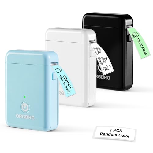Image of ORGBRO Label Maker Machine with Tape, Random Color-1 Count, X1 Bluetooth Mini Label Printer, Wireless Small Sticker Maker with Versatile App for School Home Office Organization (Random Color)