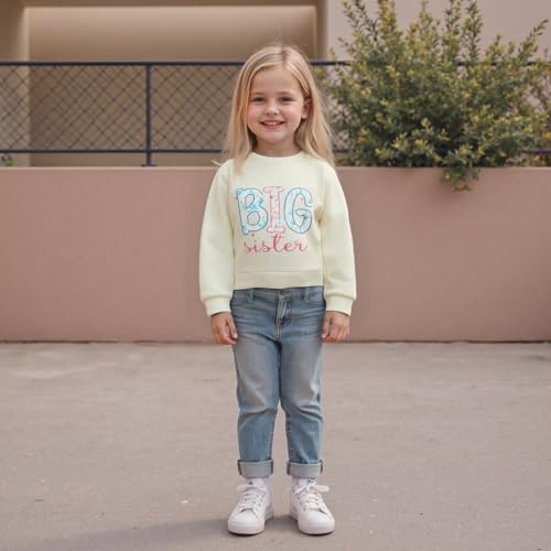 GOOCHEER Big Sister Little Sister Matching Outfit Newborn Baby Girl Long Sleeve Romper Toddler Girl Sweatshirt Pullover Top2