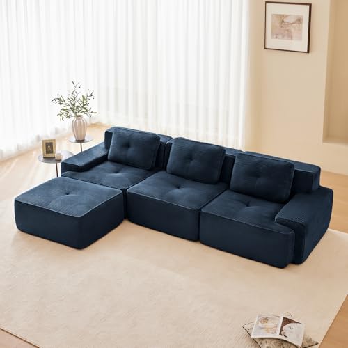 Image of Corduroy Modular Sectional Sofa, Oversized Cloud Couches for Living Room