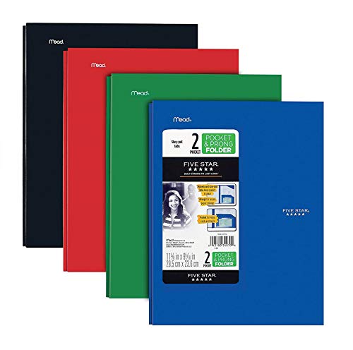 Five Star 2-Pocket Folder, 4 Pack, Plastic Folder with...