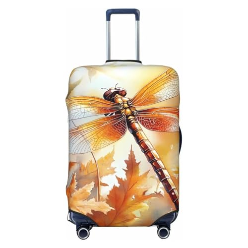 Orange Dragonfly Elastic Travel Luggage Cover, Washable Spandex Suitcase Protector, Anti-Scratch Fits 18-32 Inch