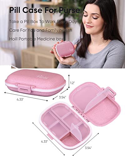 Holii Travel Pill Organizer, 8 Compartments Portable Pill Case, Daily Pill Box to Hold Vitamins, Small Pill Container for Pocket Purse Medicine Organizer(Pink) - Image 4