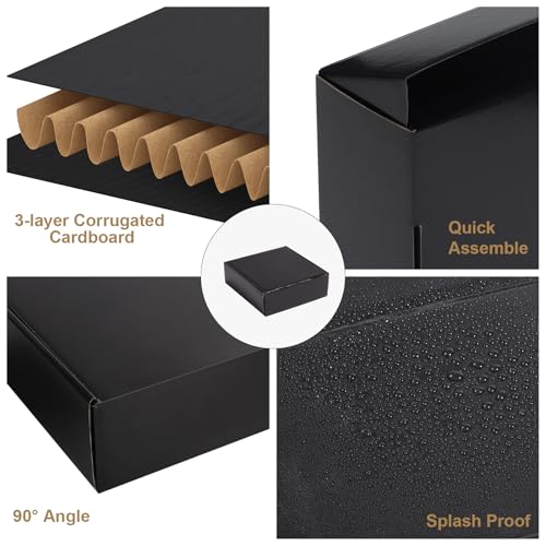 Image of ZBEIVAN 7x5x1 Black Small Shipping Boxes, 30 Packs Corrugated Cardboard Mailer Boxes for Packaging Small Business Mailing Gifts Wrap Boxes with Lids