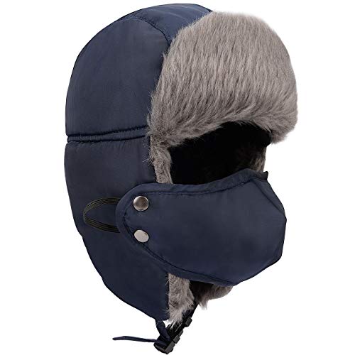 Petrunup Gorro de Aviador Sombrero de Bombardero Unisex de Invierno Sombrero de Esquí para Hombre Mujer Azul