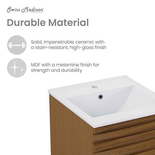 Image of Swiss Madison Cascade 18 inch Bathroom Vanity in Brown Oak