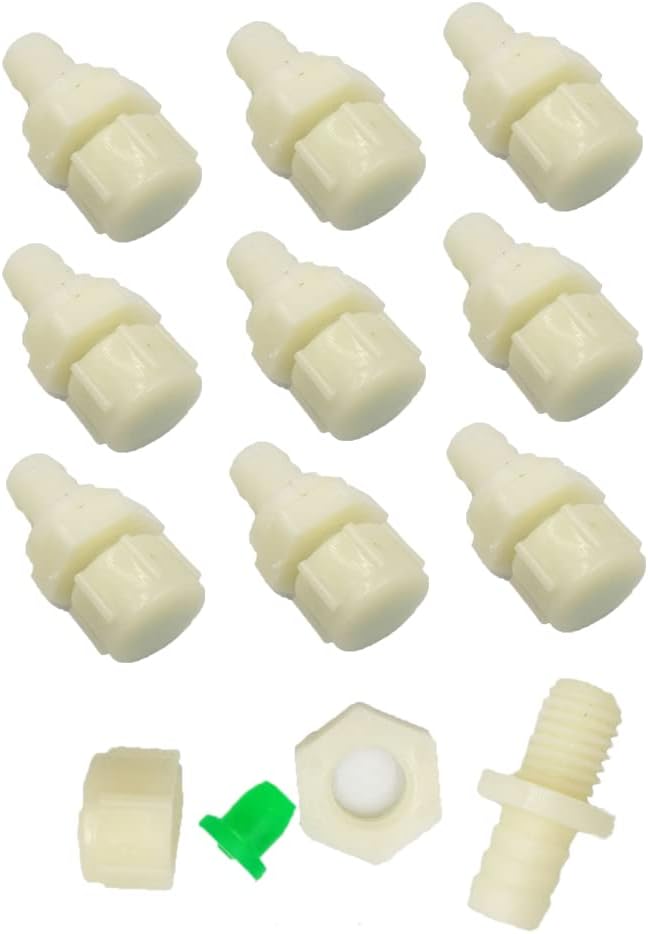 10 Pack Bulkhead Water Tank Drain Valve Stopper with Cap M10 3/8 inch Hose Insert Connector Drainage End Thru-Bulk Pipe Fittings for Water Cooler Top Loading Dispenser Aquarium