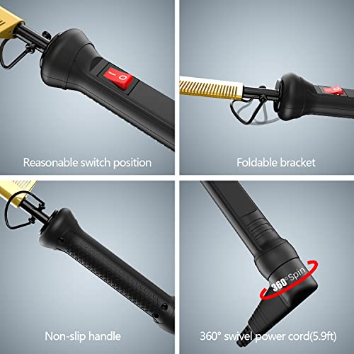 Electric Straightening Comb For Black Hair:450℉ Electric Pressing Comb For African American Hair，Plug In Hot Comb Electric For Wigs,Heat Comb,Iron Comb,Electric Comb Hair Comb Straightener For Women #TOP5