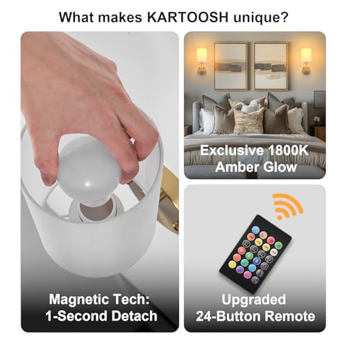 Image of Battery Operated Wall Sconce Set of Two,Wireless Rechargeable Wall Light With Remote Control, Dimmable, 1800K /3000K /4000K /6000K /RGB, Timer, for Living Room, Bedroom, Fireplace, TV, 13.5 Inch, Gold