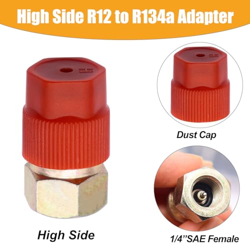 Image of Taiss 11PCS R12 to R134A Conversion Kit,R12 R22 to R134A High /Low Fittings Port with 1 /4''to 7 /16 inch-20 UNF Connection,AC Retrofit Fitting Adapter Kit for AC Air Conditioner Refrigerant System