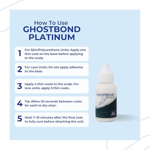 ghostbond platinum water resistant wig glue for extreme heat - 13oz - hair replacement adhesive for poly and lace wigs invisible bonding hair adhesive - strong hold lace front glue