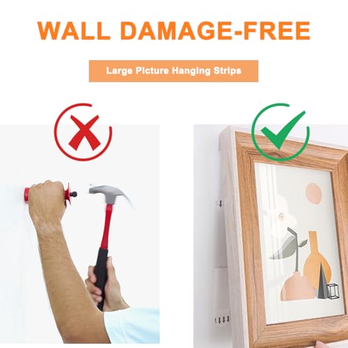 Image of Hook and Loop Double Sided Tape, Command Poster Strips,Large Picture Hanging Strips Heavy Duty, Large Putty, Self Sticky Adhesive Fasteners for Window Fixing, Photo Frames and DIY(48PCS)