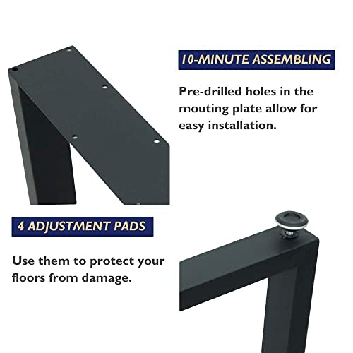Image of K Group Metal Industrial Dining Modern Table Legs Desk Legs Base Coffee Table Bench Legs Night Stand Office Table 28 inch Triangle Shape Black DIY (1 Set of 2 pcs) 28 inchH x17.5 inch